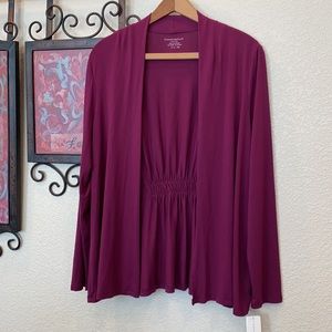 NWT Charter Club LS açaí berry core open cardigan